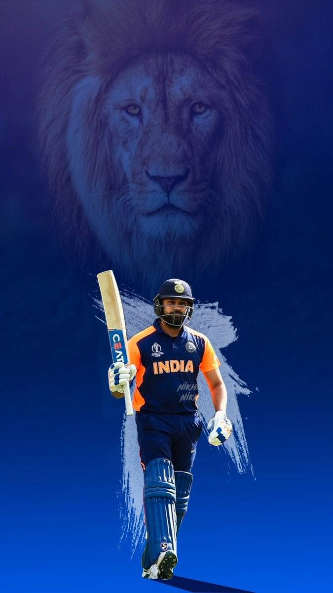 Mumbai Indians Rohit Sharma And Lion Wallpaper