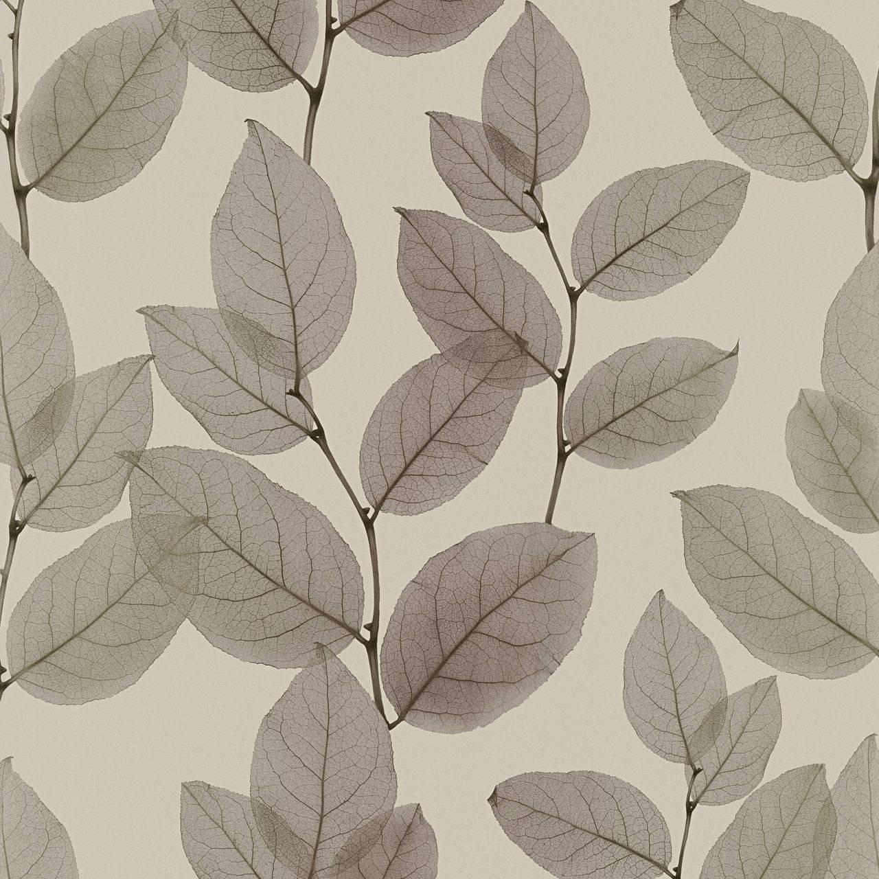 Muted Greyscale Leaf Wallpaper
