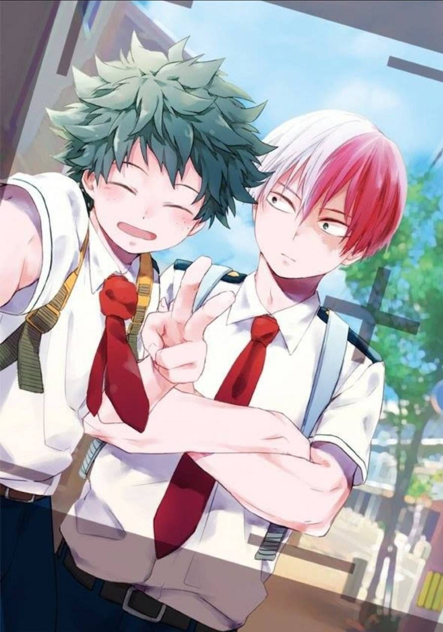 My Hero Academia Todoroki And Deku Selfie Wallpaper