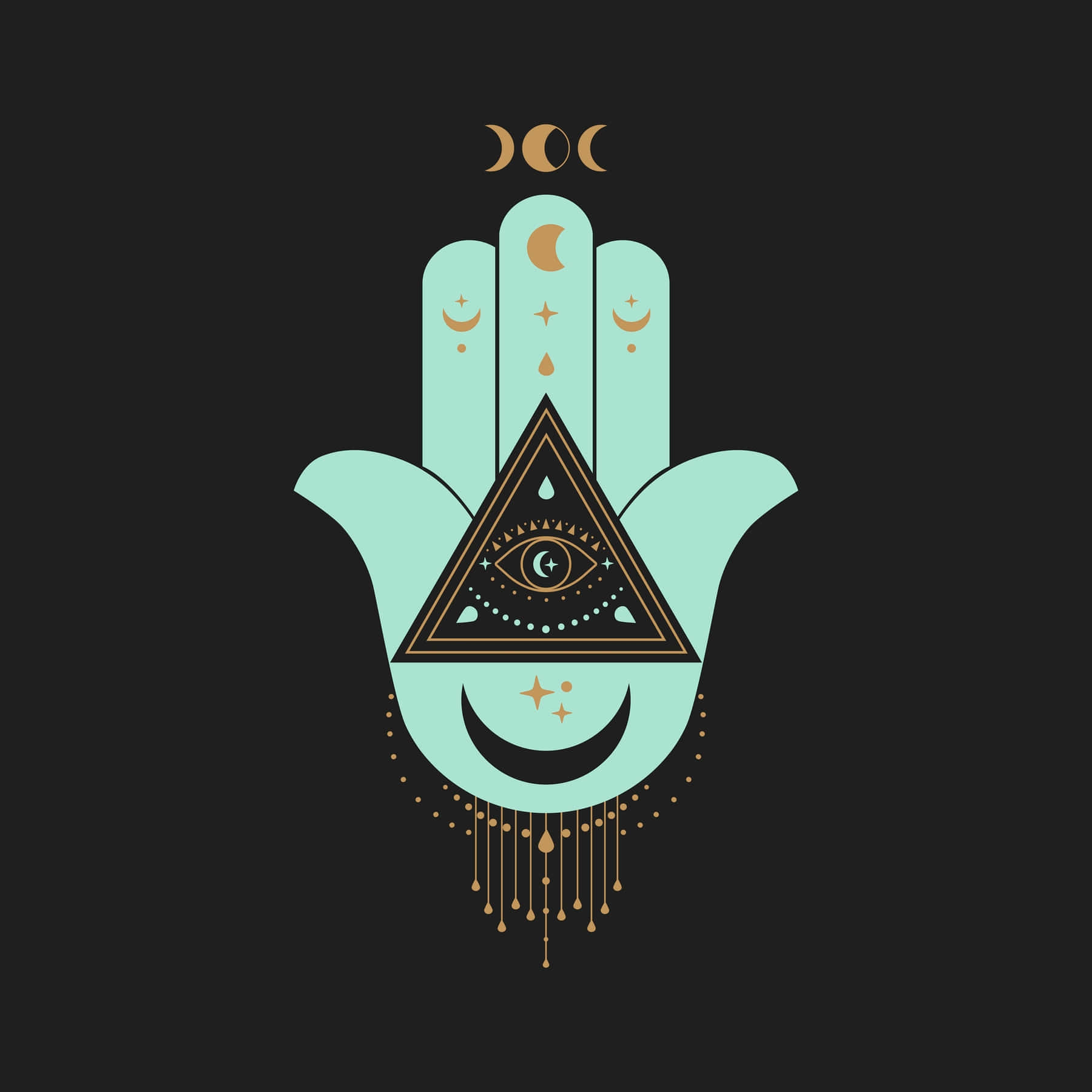 Mystical Hamsa Hand Symbol On A Vibrant Background Wallpaper