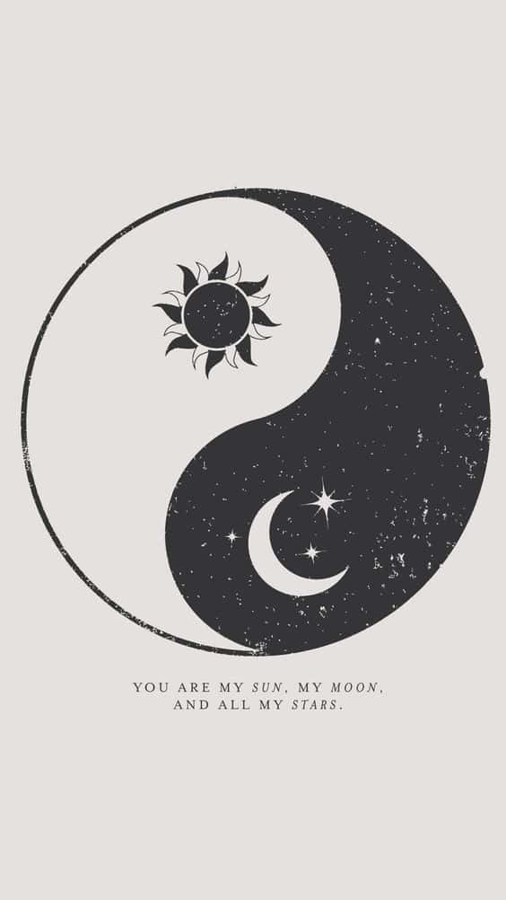 Mystical Sun And Moon Embrace Wallpaper