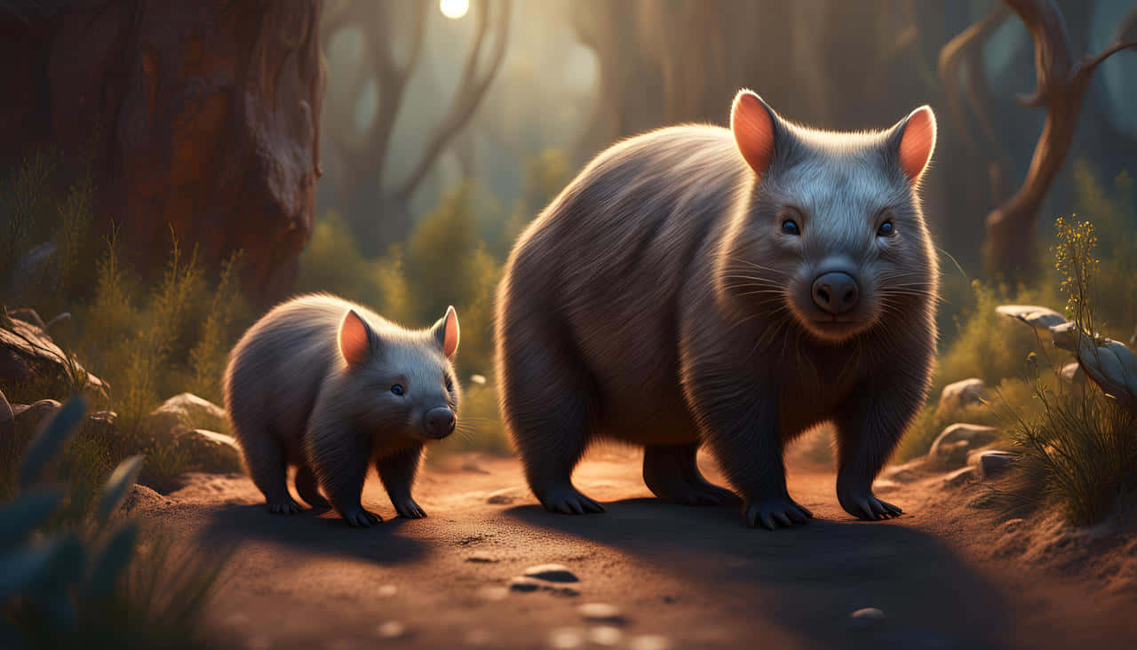 Mystical Wombat Forest Walk Wallpaper