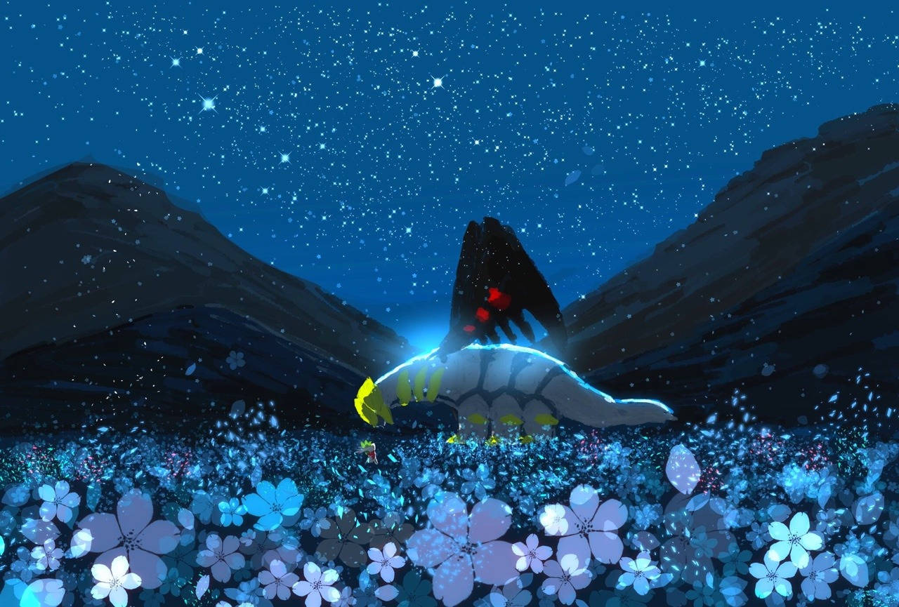 Mythological Creature Giratina Glowing In The Night Sky Wallpaper