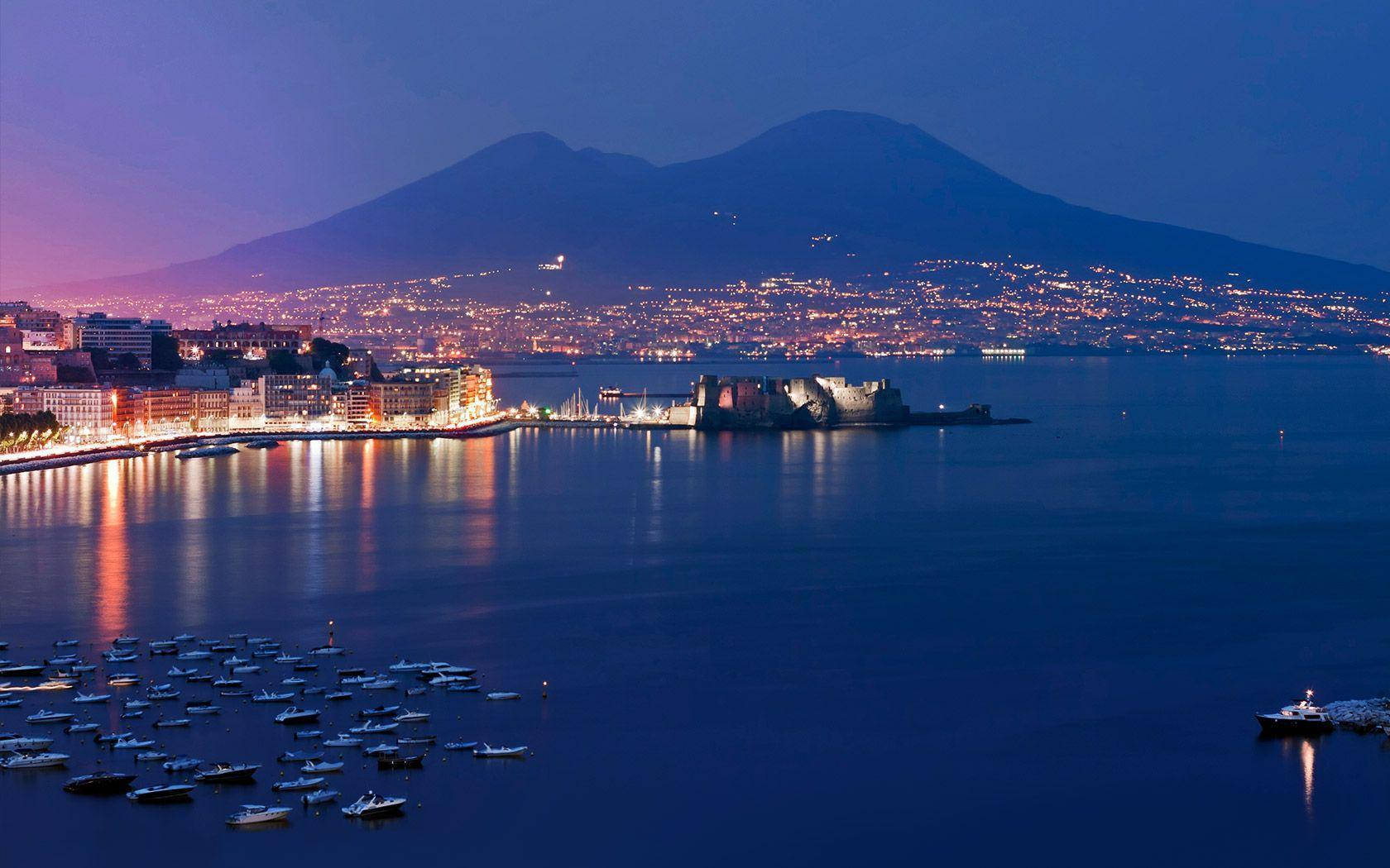 Naples Mount Vesuvius Silhouette Wallpaper