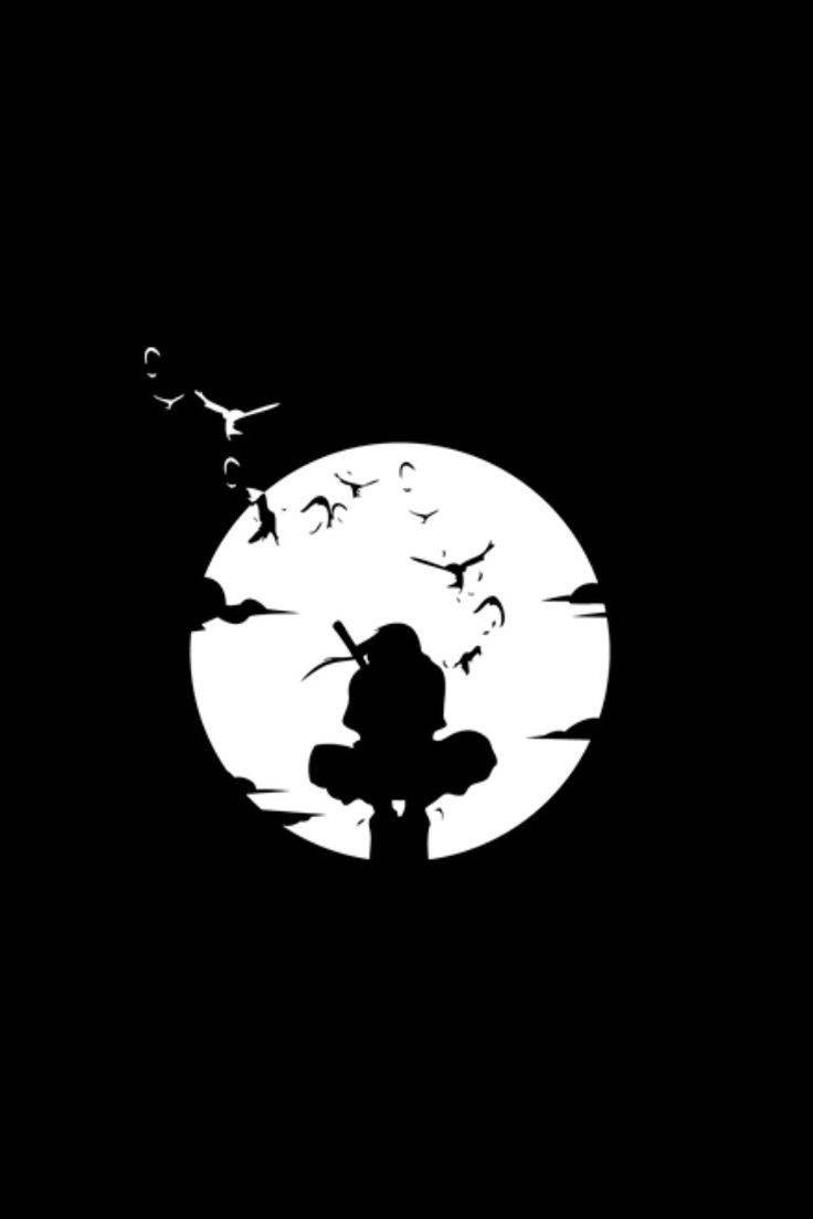 Naruto Black Itachi Uchiha Behind Moon Wallpaper