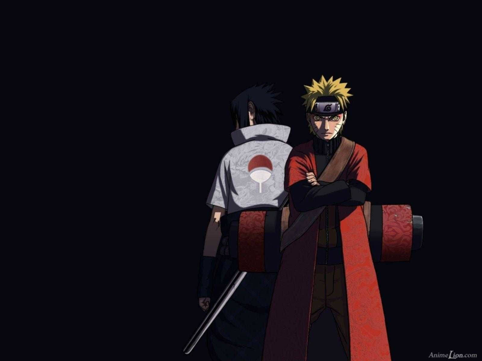 Naruto Shippuden Naruto And Sasuke In Black Wallpaper