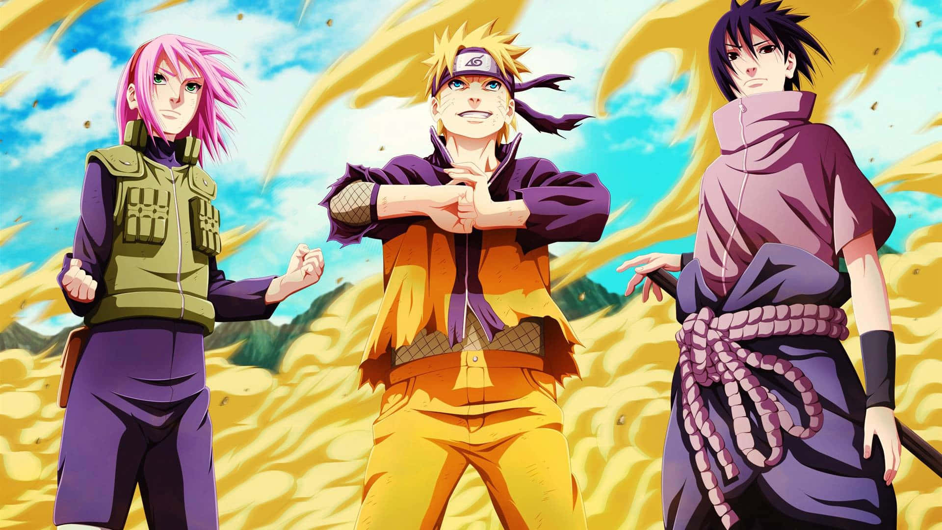 Naruto Team 7 Stands Strong, Proudly Representing The Iconic Leaf Village.  Wallpaper  WallpapersOK