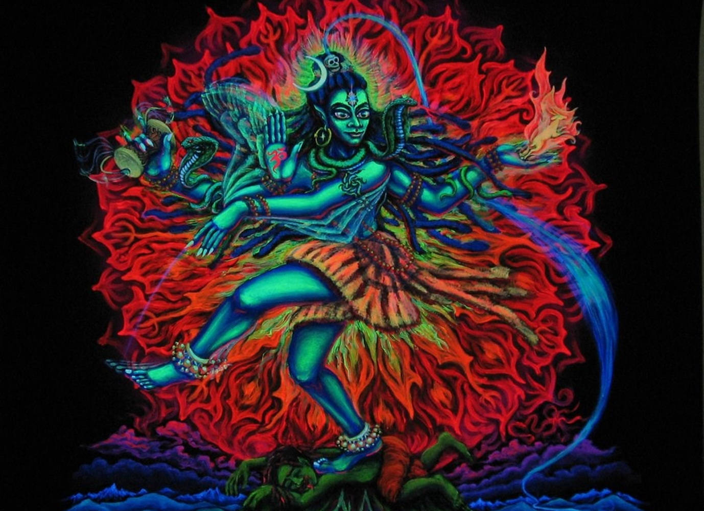 Nataraja Red Flames Art Wallpaper