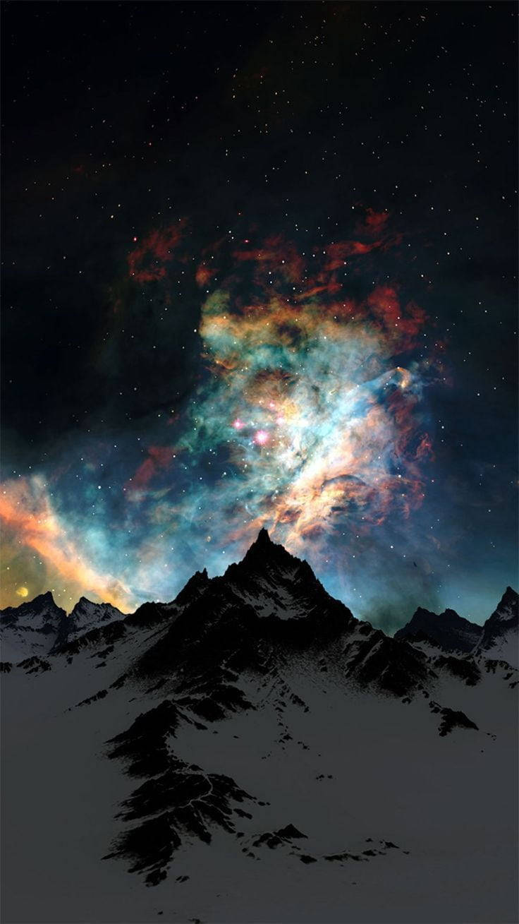 Nature Phone Night Mountain Nebula Wallpaper