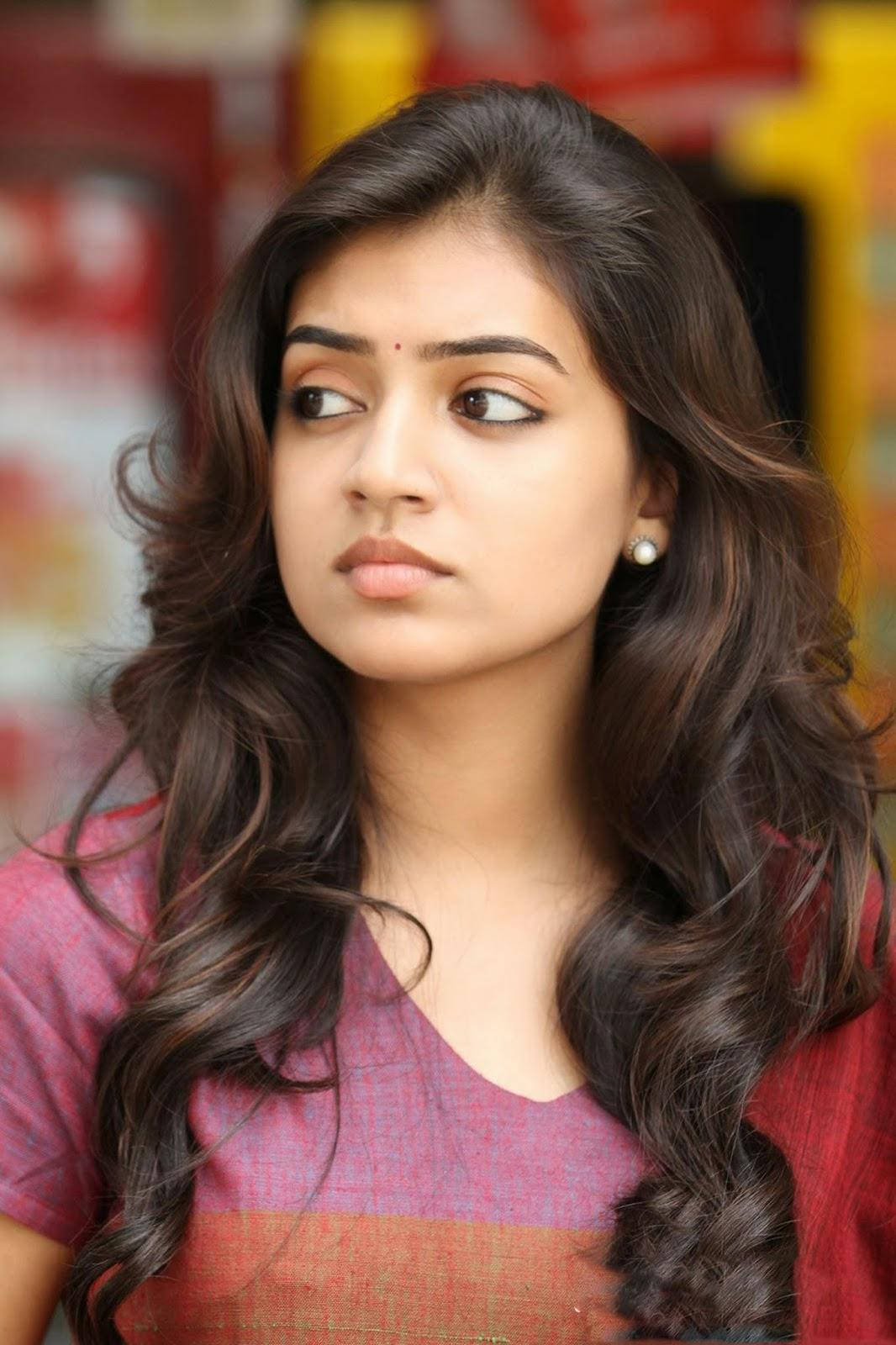 Nazriya Hd Curly Black Hair Wallpaper