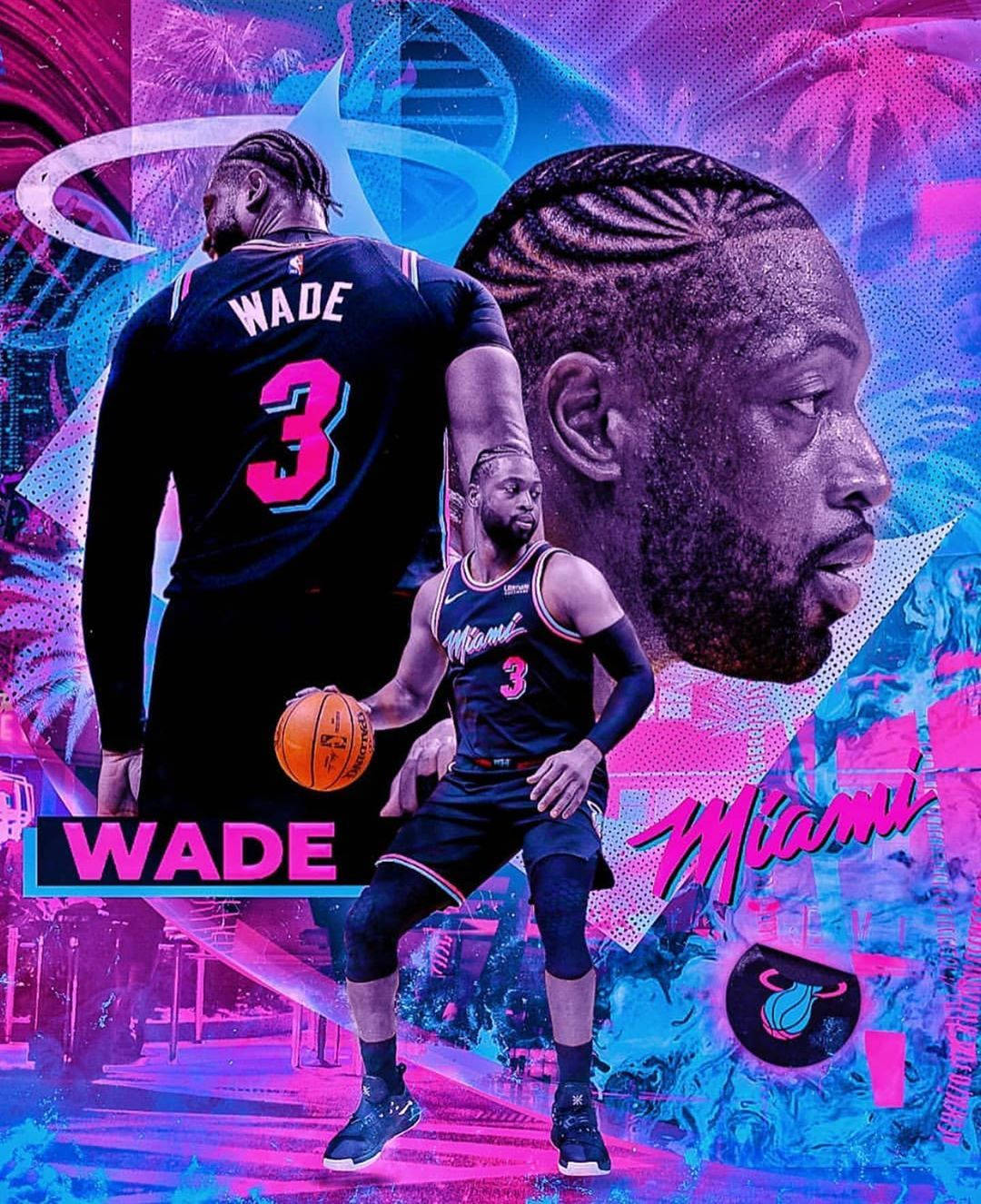 Nba League Miami Heat Dwyane Wade Graphic Art Wallpaper