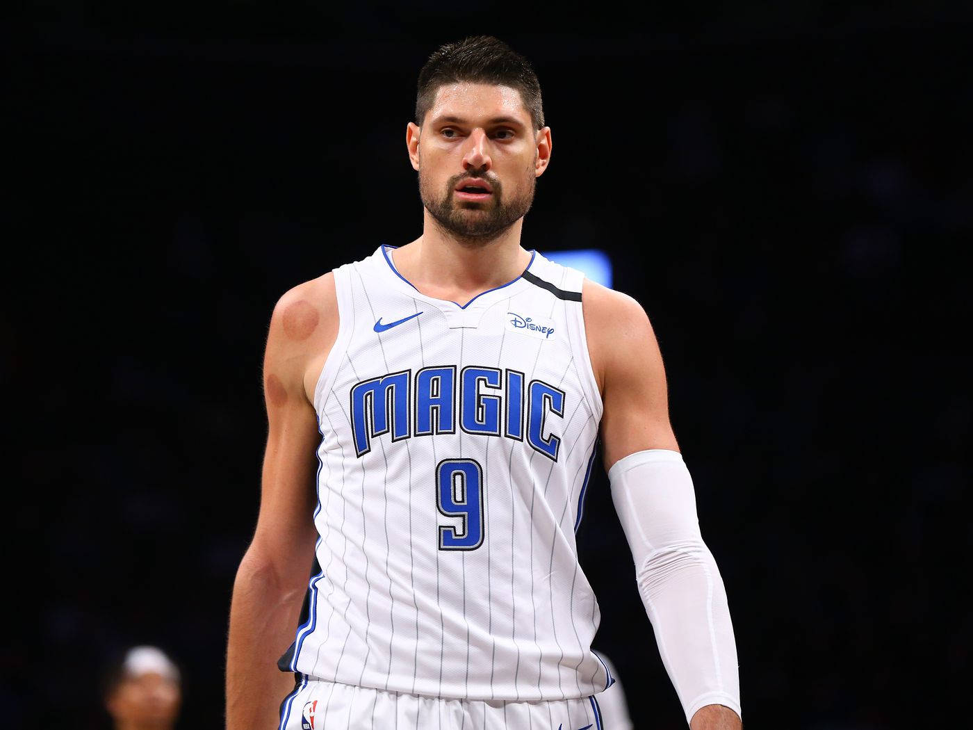 Nba Player Nikola Vucevic Orlando Magic Serious Face Wallpaper