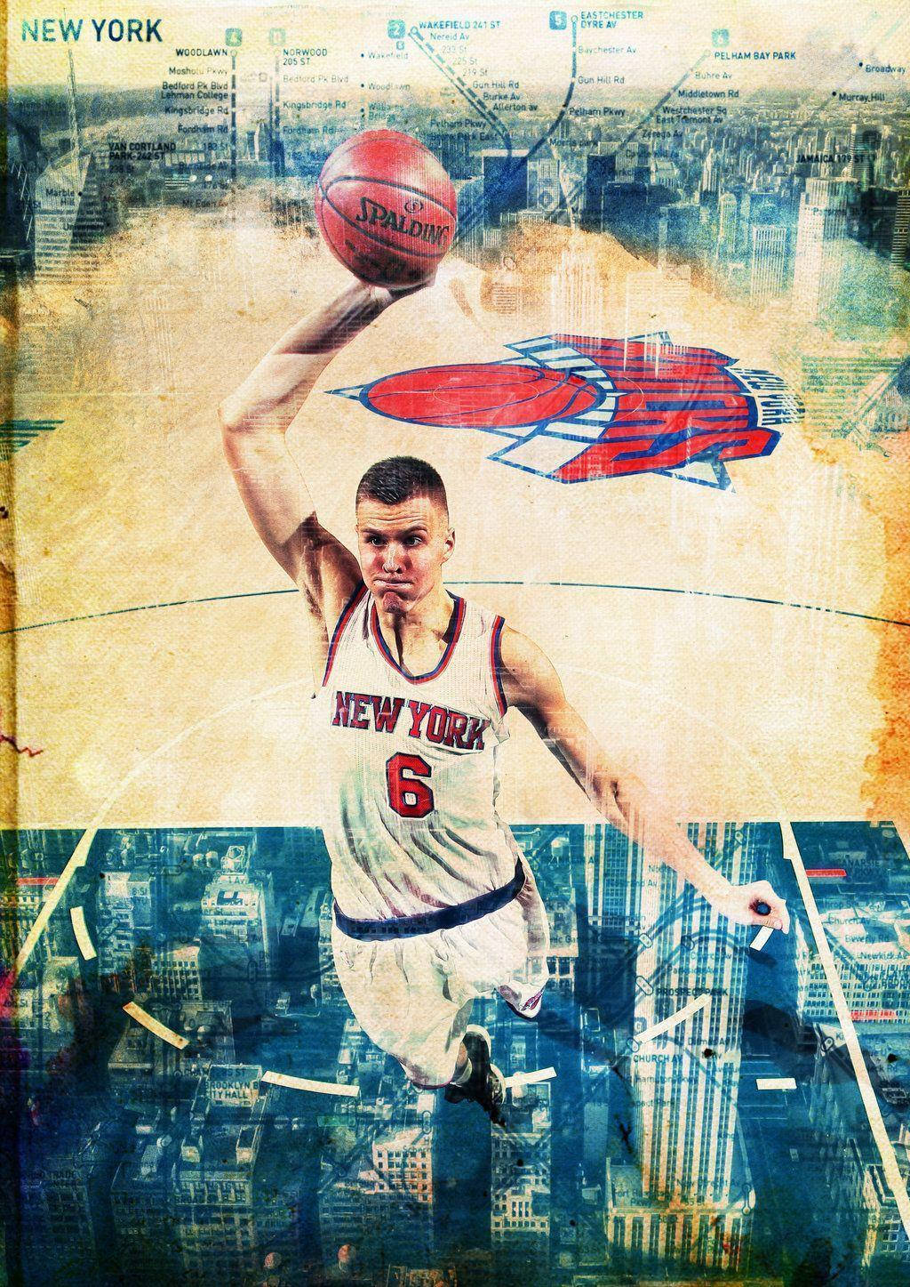 Nba Star Kristaps Porzingis Slam Dunk Wallpaper