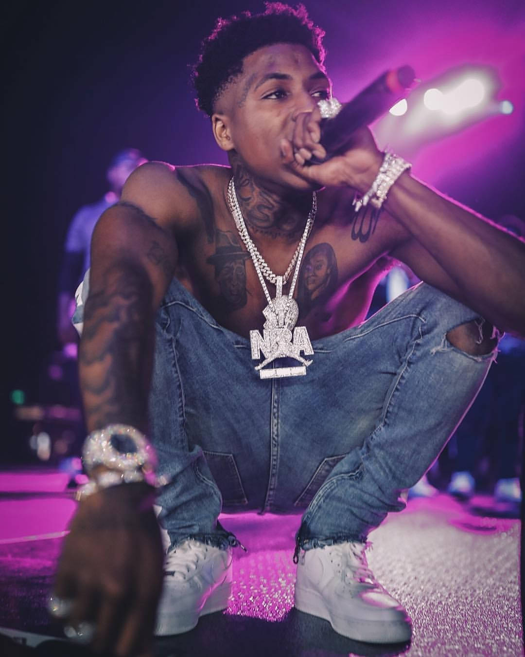 Nba Youngboy Neon Purple Stage Wallpaper