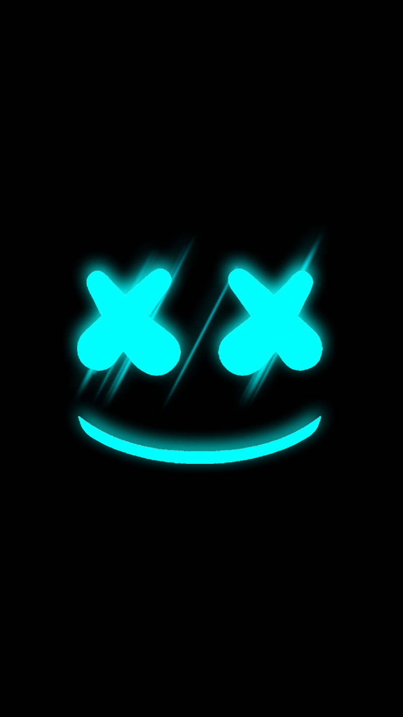 Neon Blue And Black Marshmello Smiley Wallpaper