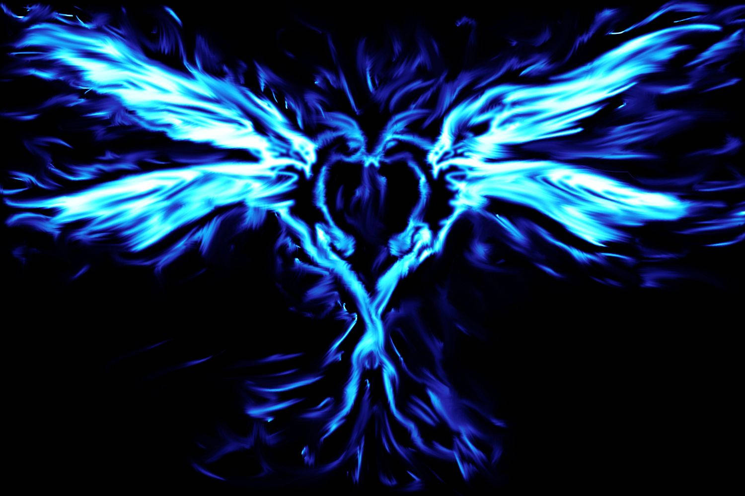 Neon Blue Twin Phoenix Wallpaper