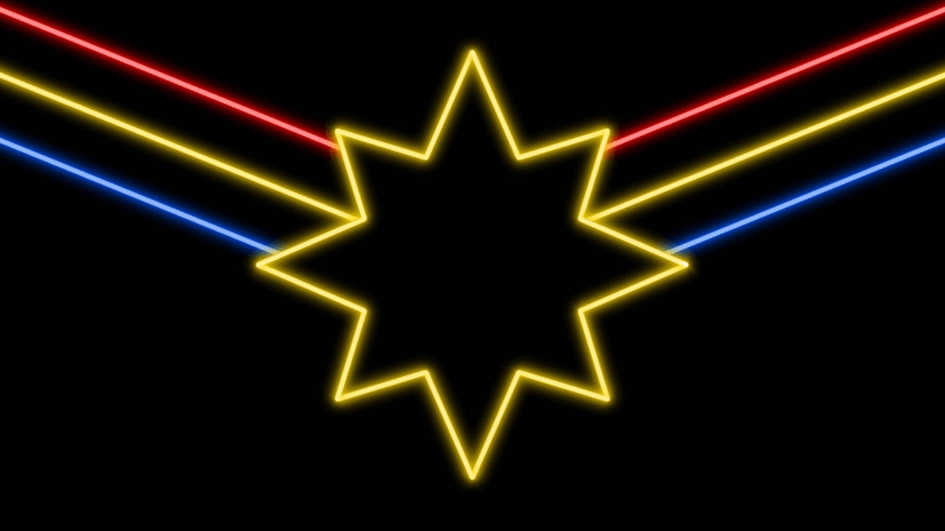 Neon Captain Marvel Logo Wallpaper