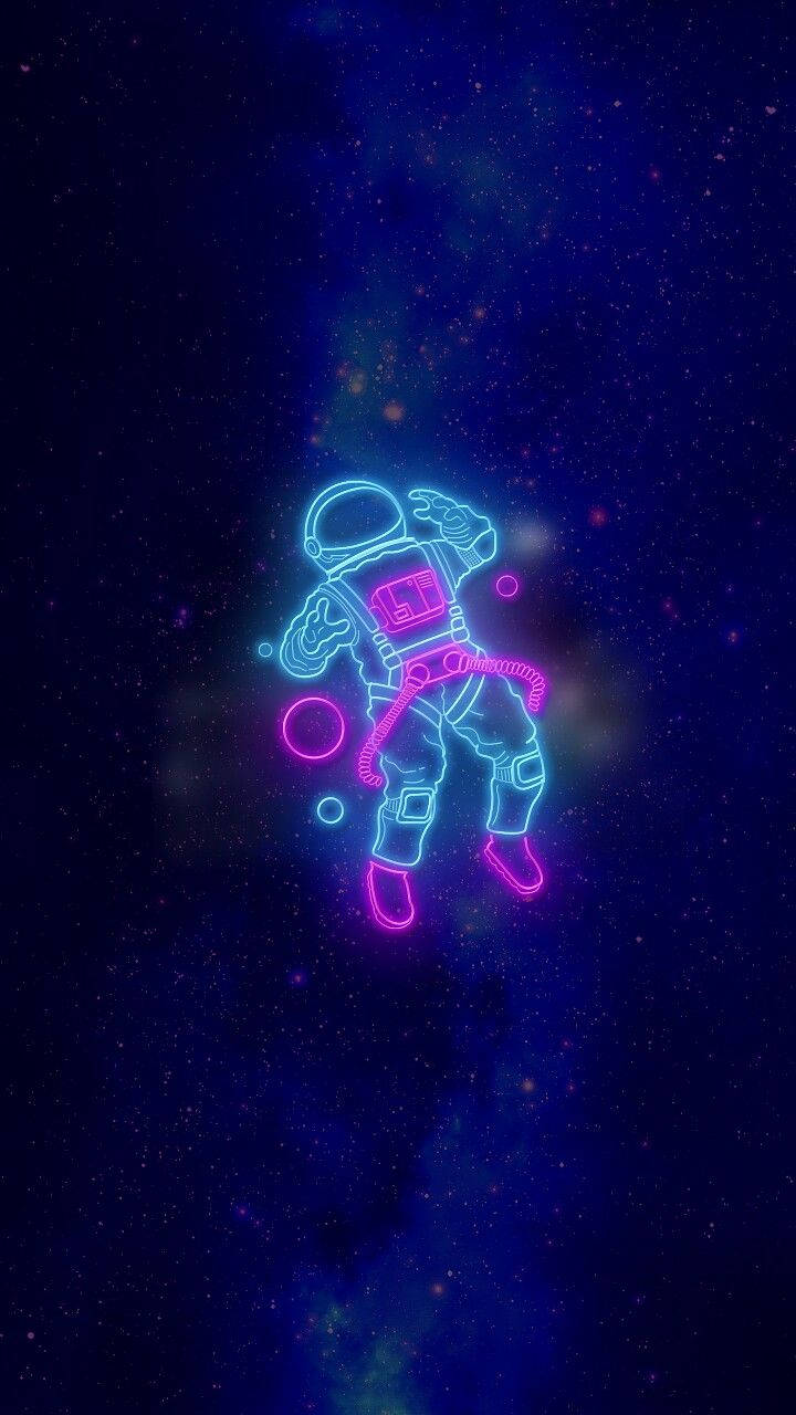 Neon Lights Astronaut Wallpaper