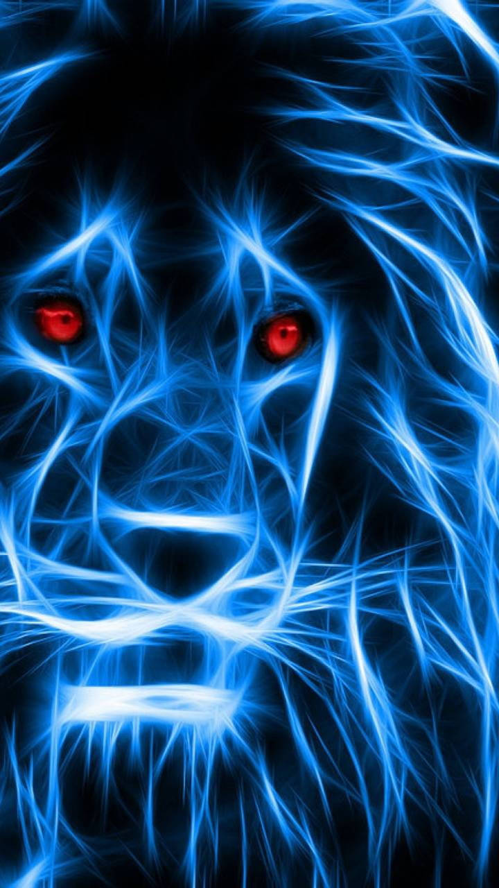 Neon Lights Lion Phone Wallpaper