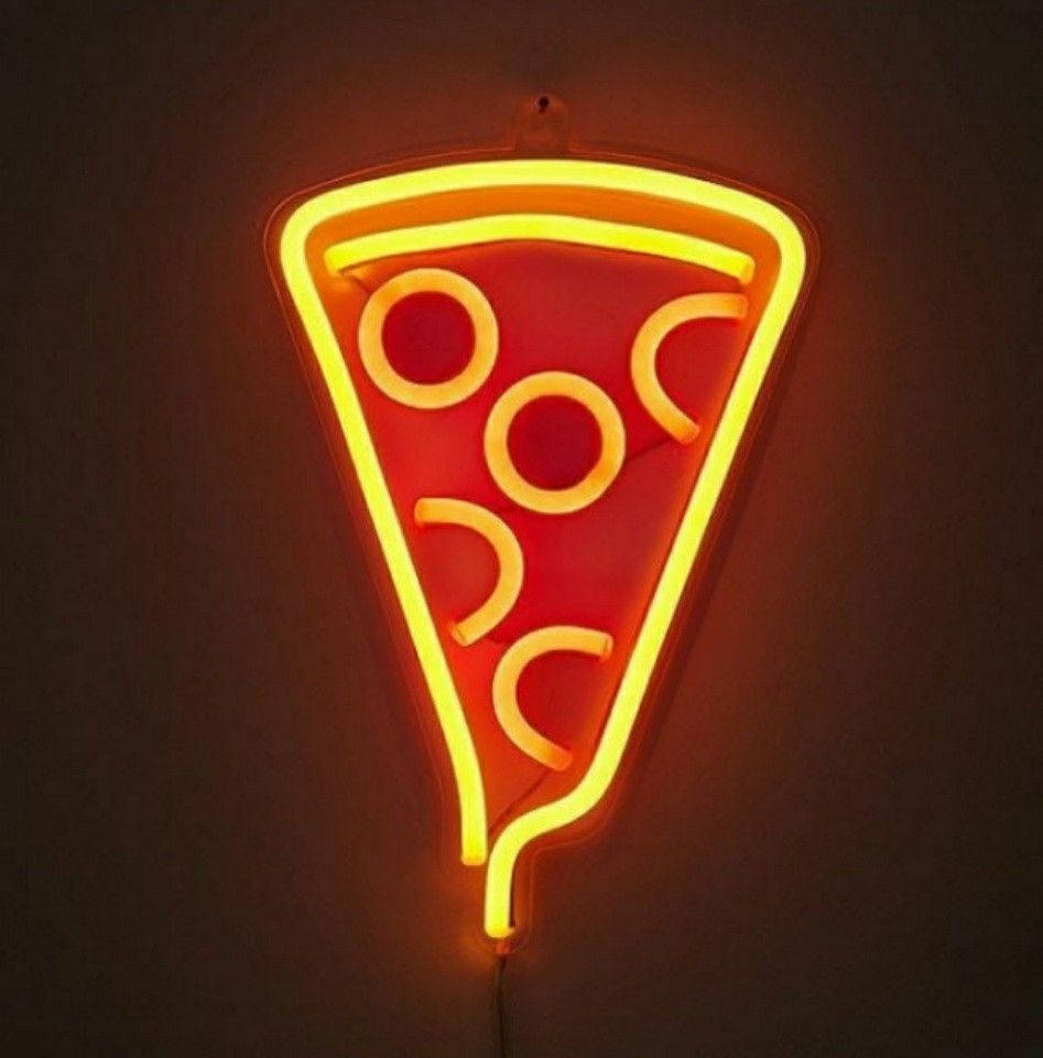 Neon Orange Aesthetic Pizza Wallpaper