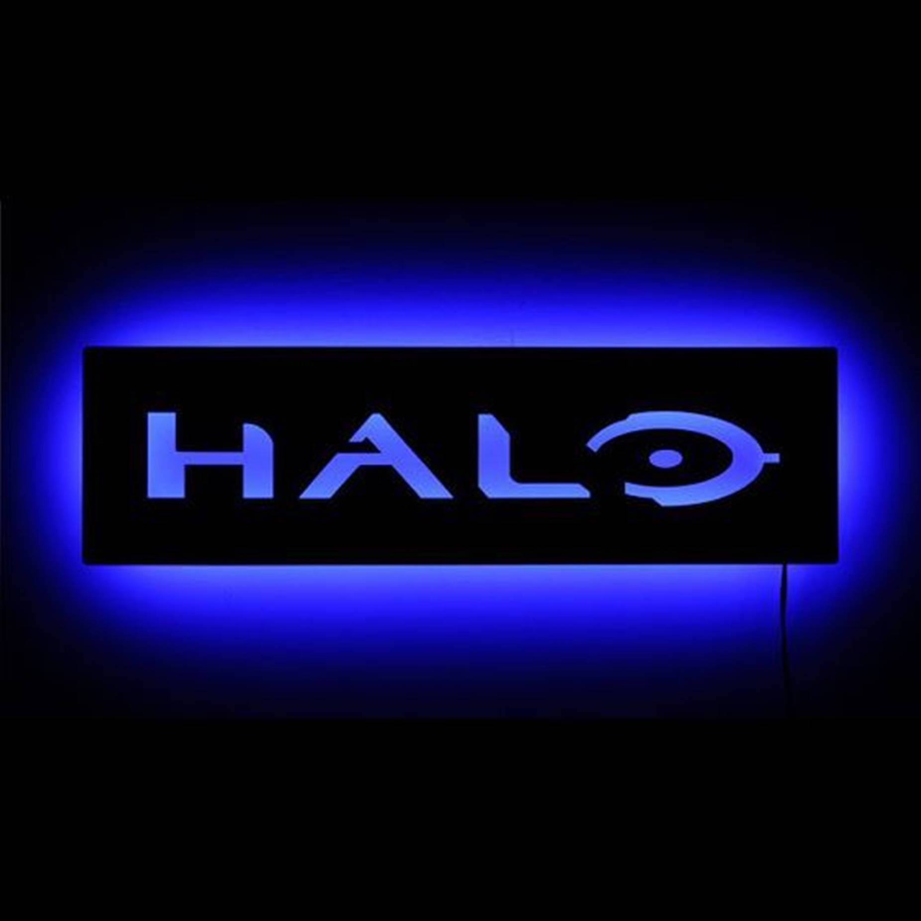 Neon Purple Black Halo Logo Wallpaper