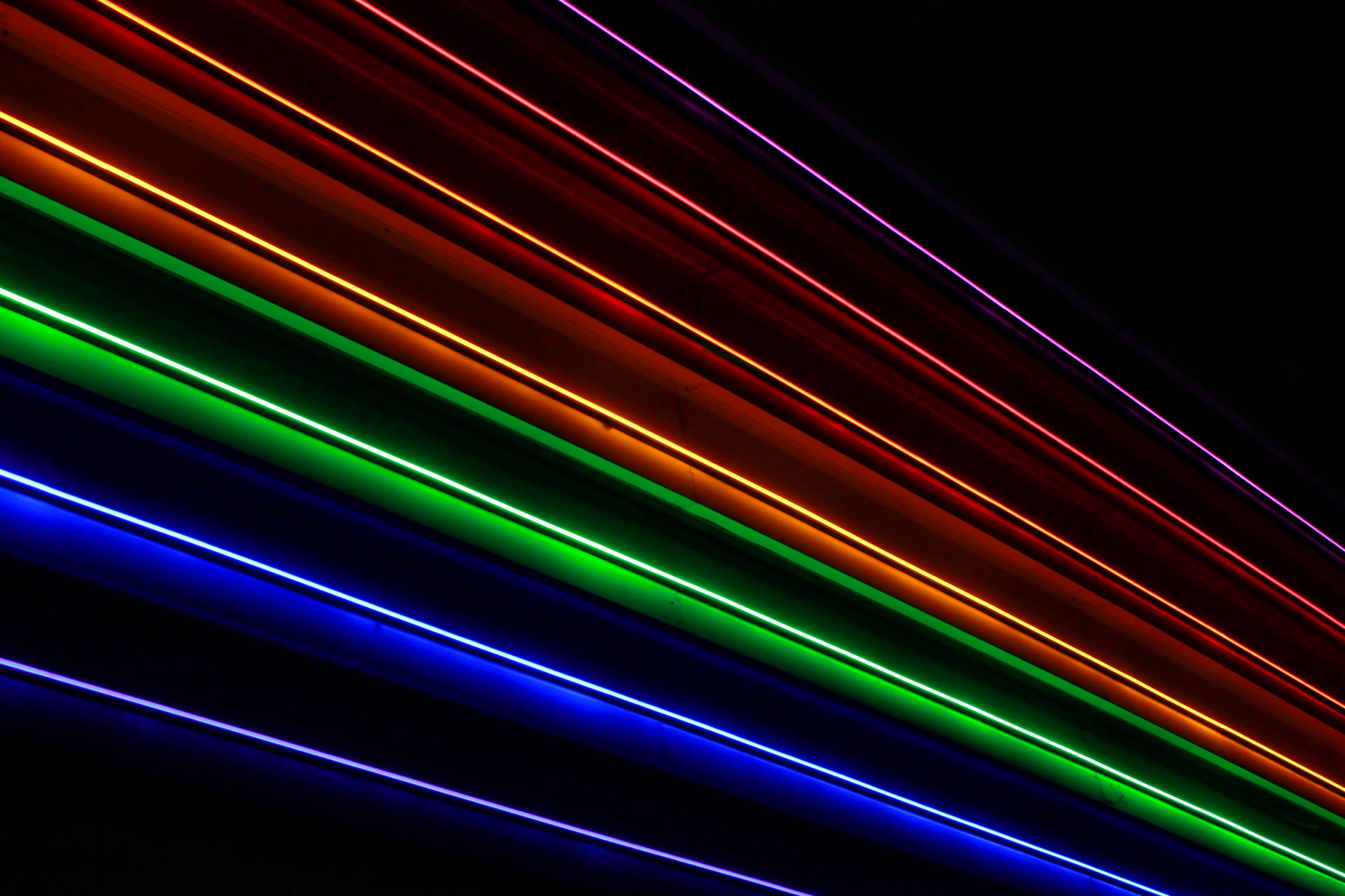 Neon Rainbow Dark Stripes Wallpaper