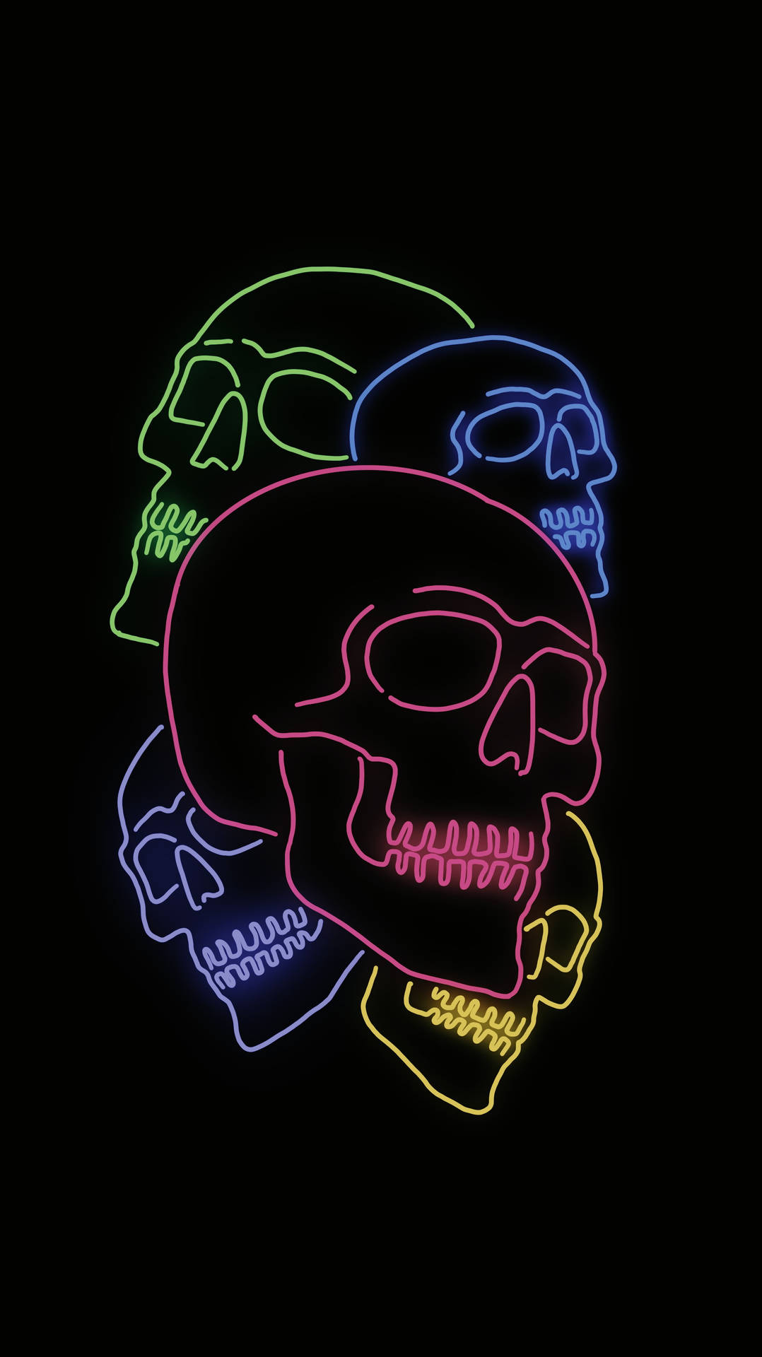 Neon Rainbow Skulls Best Oled Wallpaper