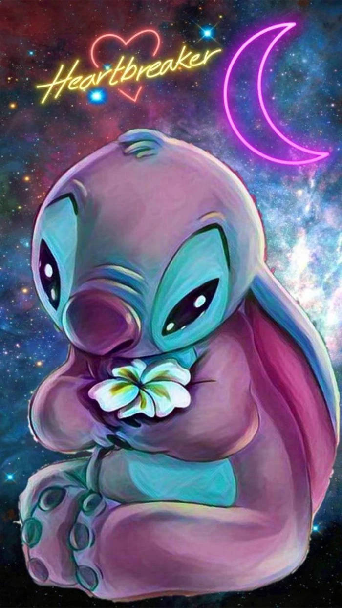 Neon Sign Kawaii Stitch Wallpaper