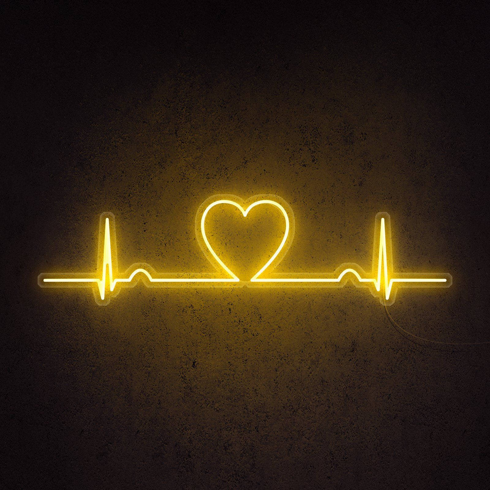 Neon Yellow Led Heart And Lifeline Wallpaper