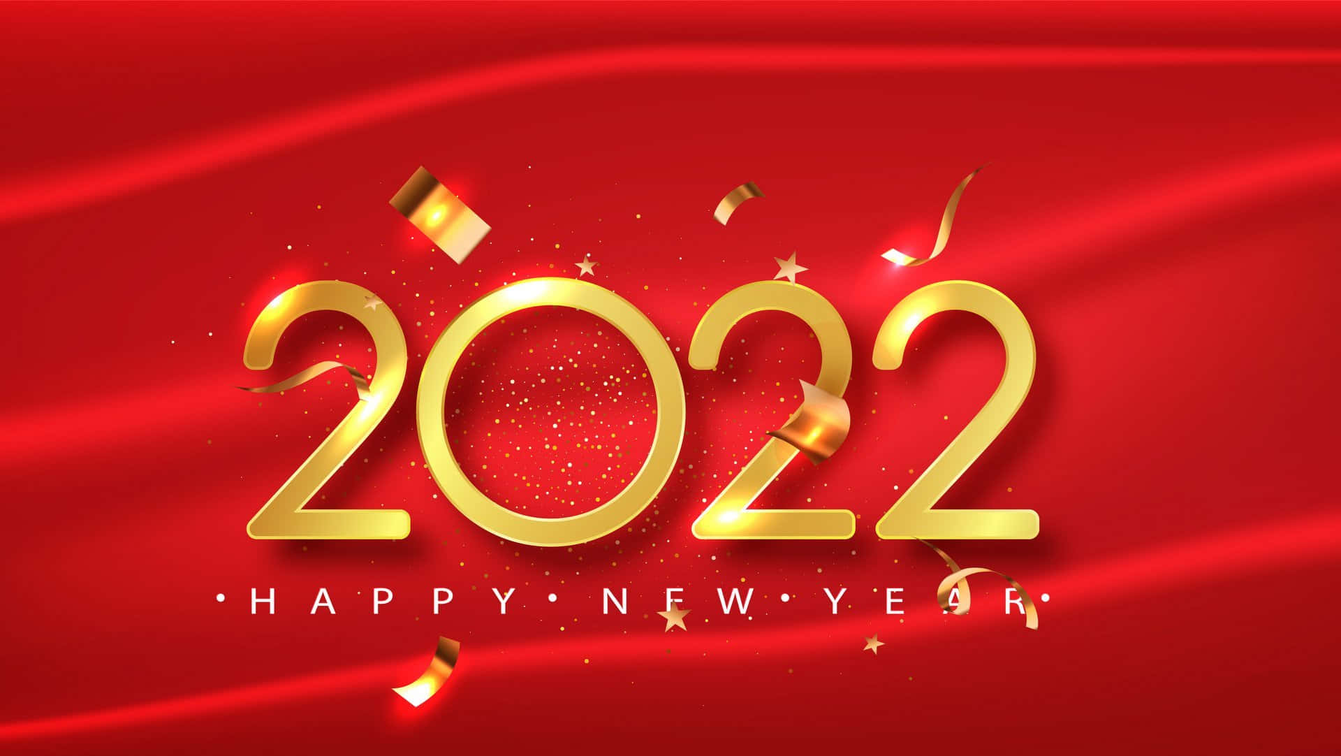 New Year 2022 Gold On Red Wallpaper