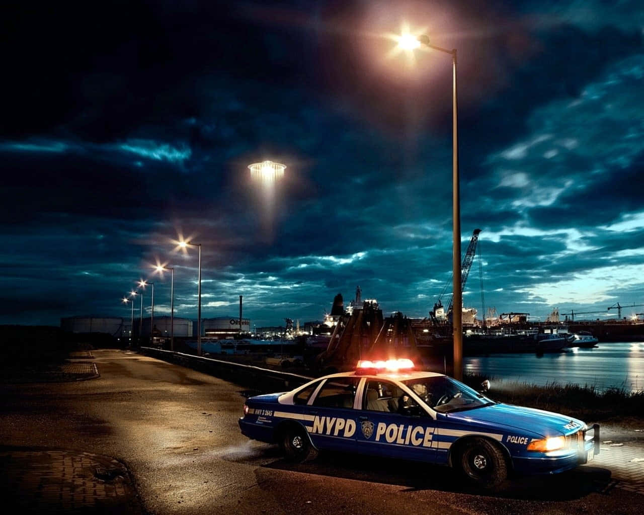 New York Police Department Cop Vehicle Parked Wallpaper