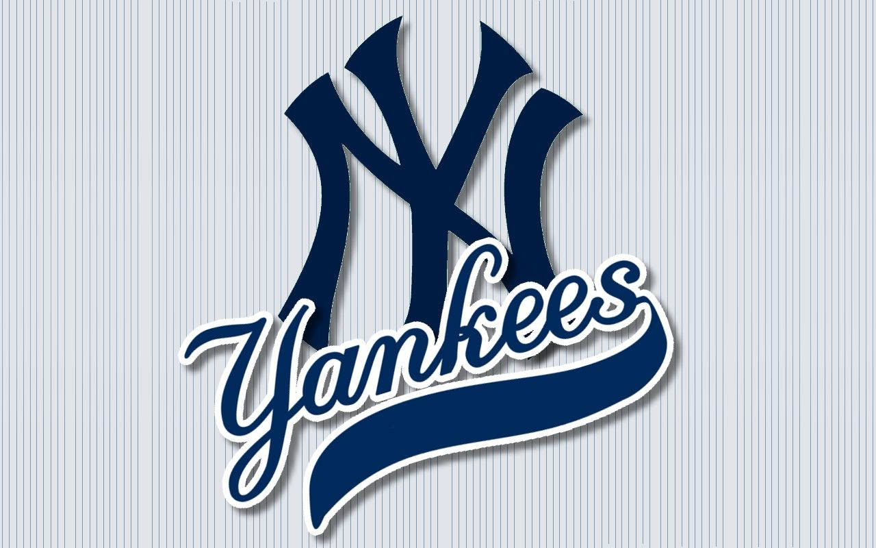 New York Yankees Wordmark Logo Pinstripes Wallpaper