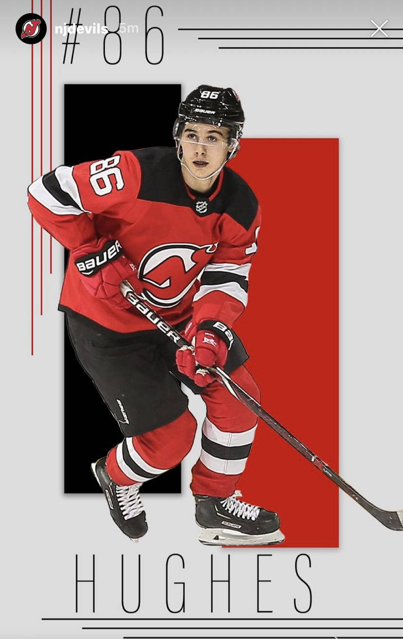 Nhl Star Jack Hughes In Action Wallpaper