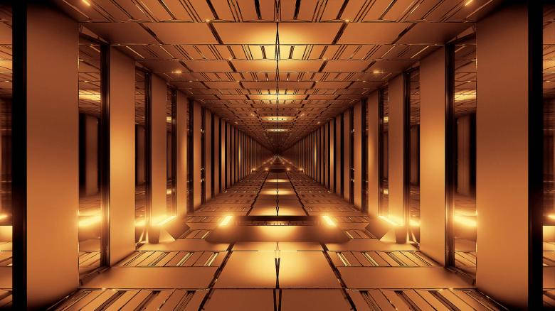 Nice Gold Corridor Wallpaper