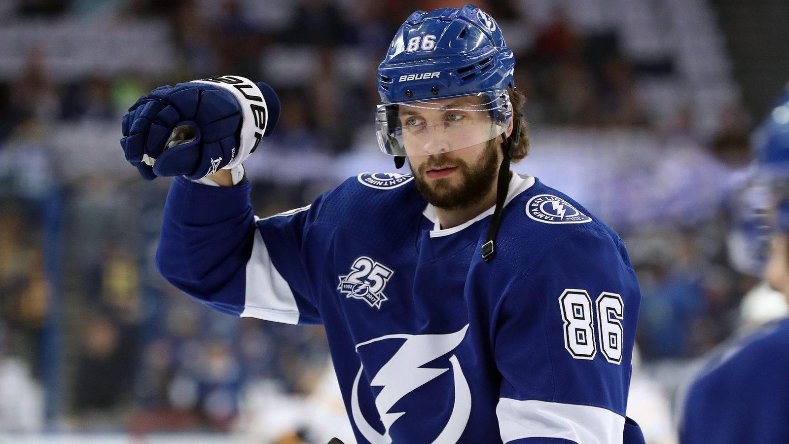 Nikita Kucherov Holding Hockey Puck Wallpaper