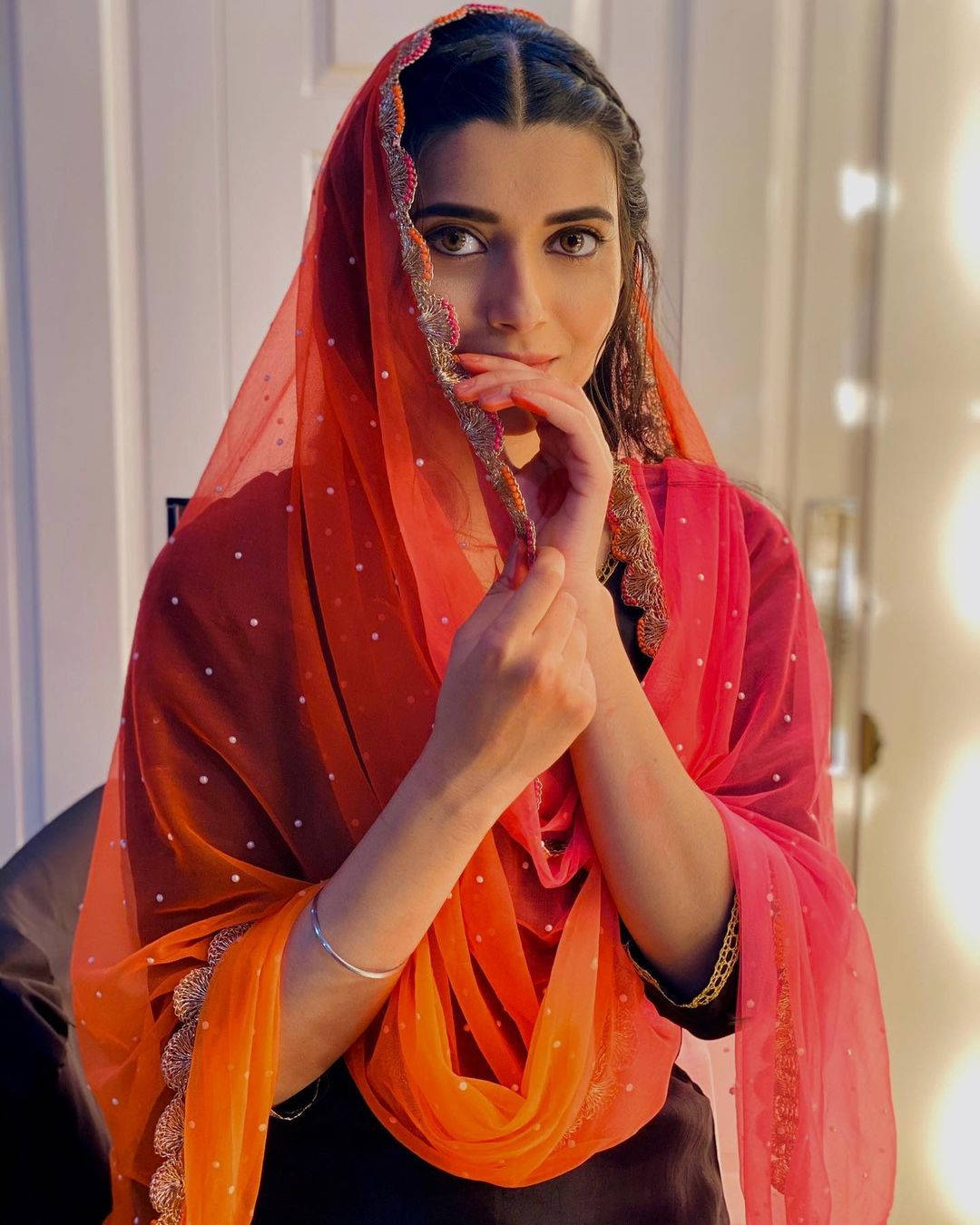 Nimrat Khaira Red Veil Wallpaper