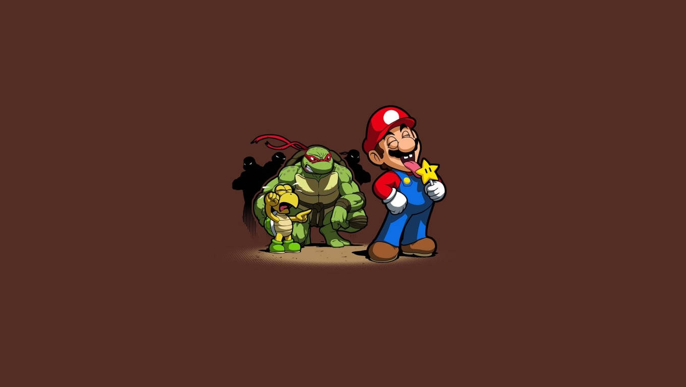 Ninja Turtle Raphael With Mario Wallpaper