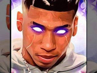 Nle Choppa Cartoon With Purple Eyes Wallpaper