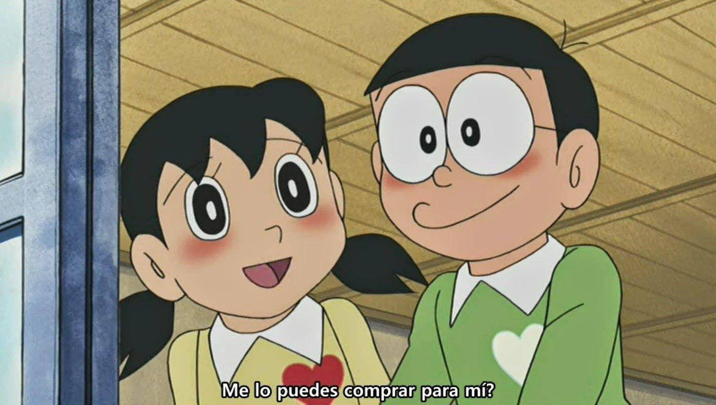 Nobita Shizuka Love By The Window Wallpaper