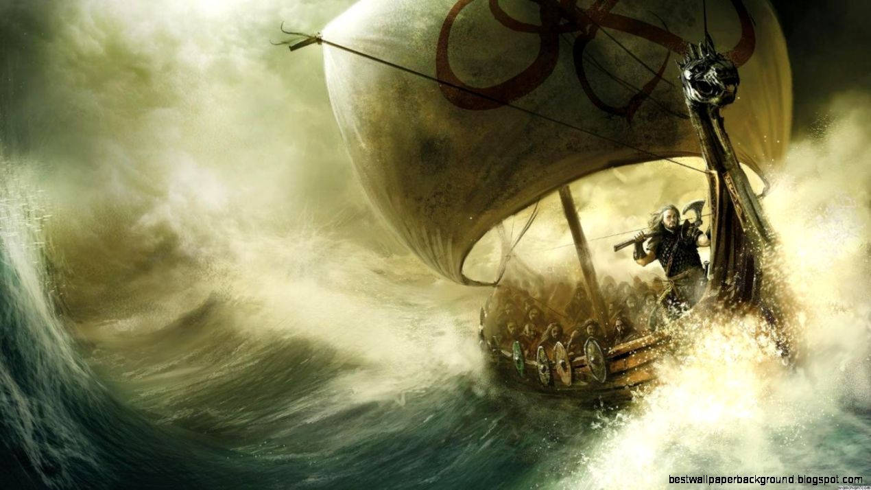 Norse Ship Classic Art Wallpaper