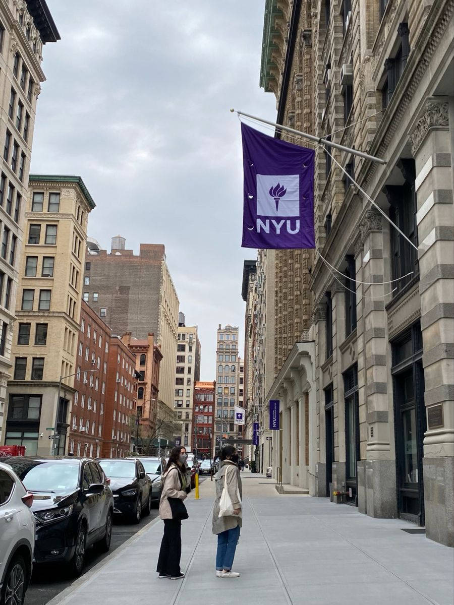 Nyu Streets With Students Wallpaper