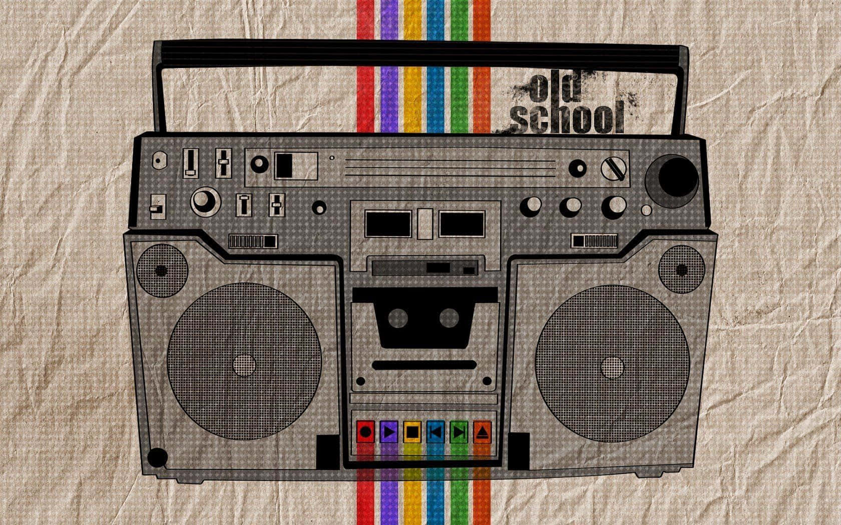 Old School Boombox Colorful Buttons Wallpaper