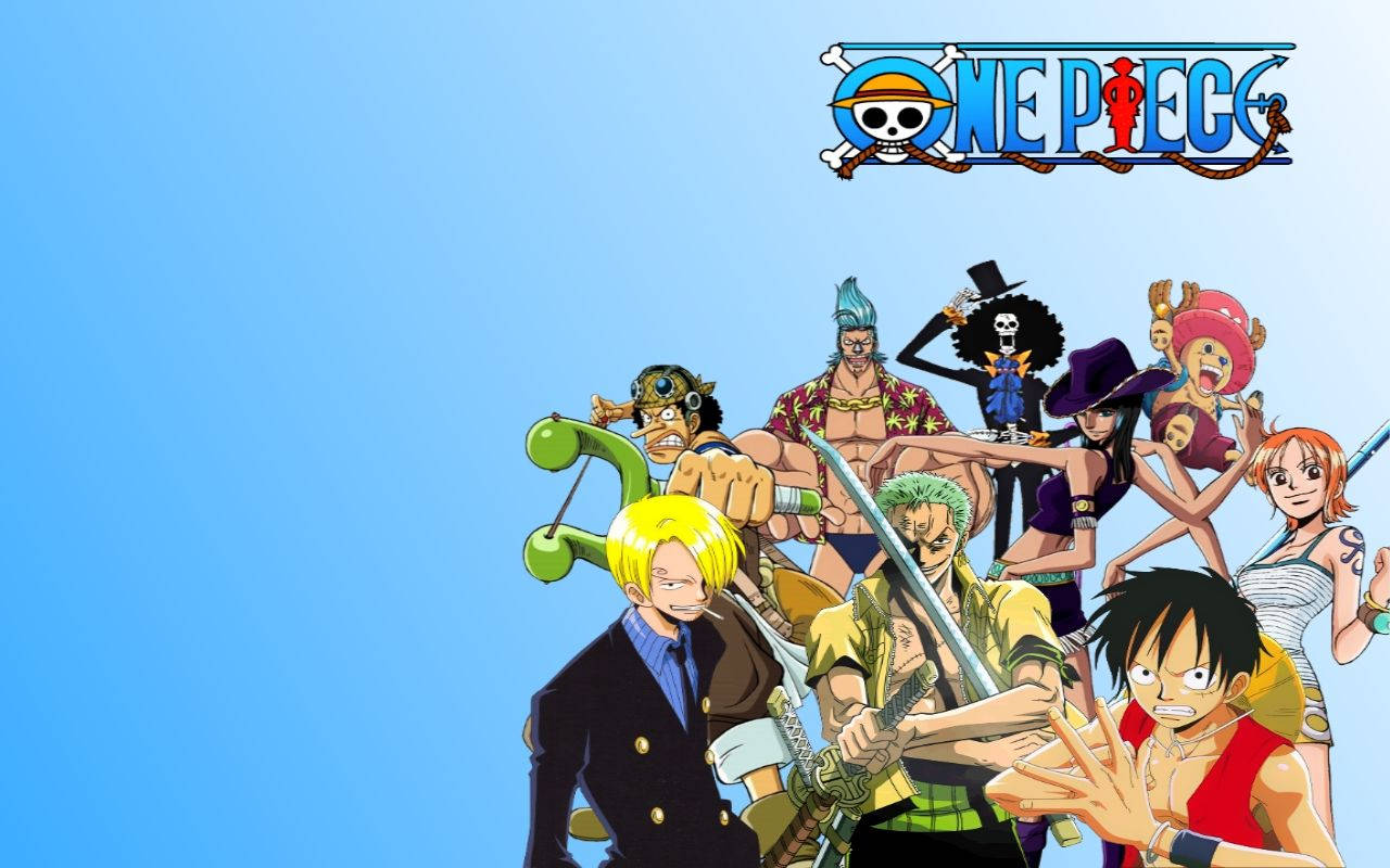 One Piece Crew Sailing At Sunset Wallpaper