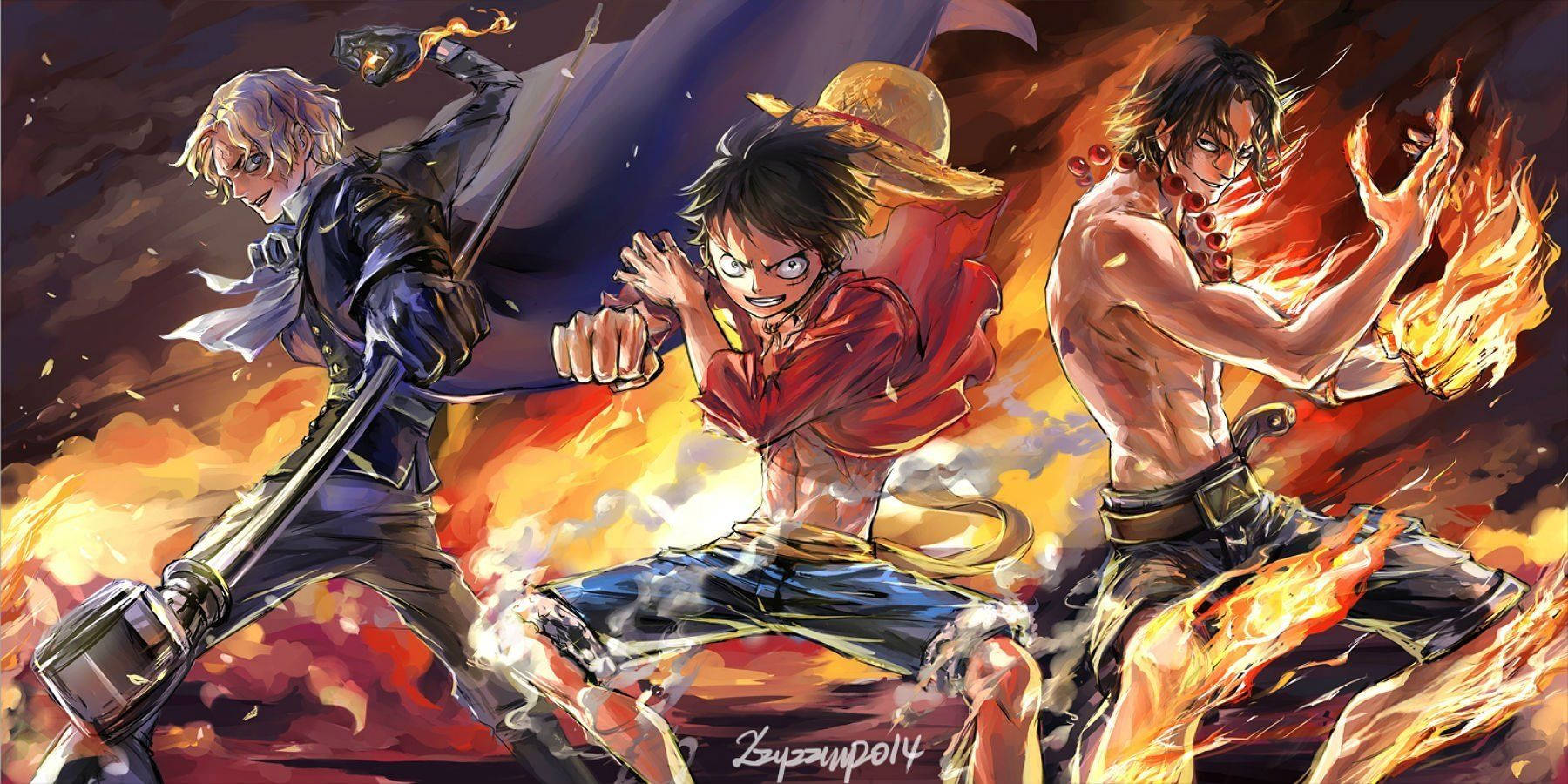 One Piece Luffy Brothers Fan Art Wallpaper