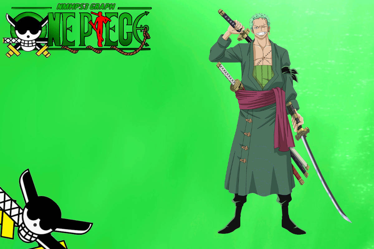 One Piece Zoro In Light Green Wallpaper