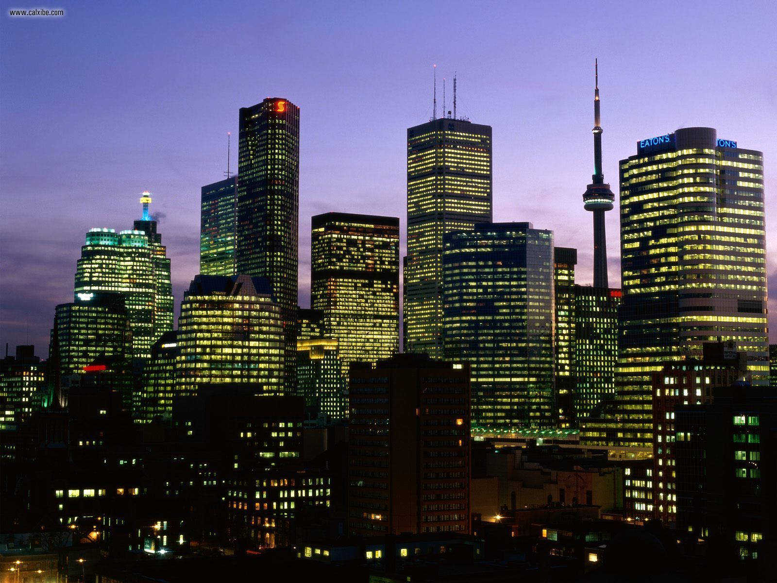 Ontario Tall Buildings At Night Wallpaper