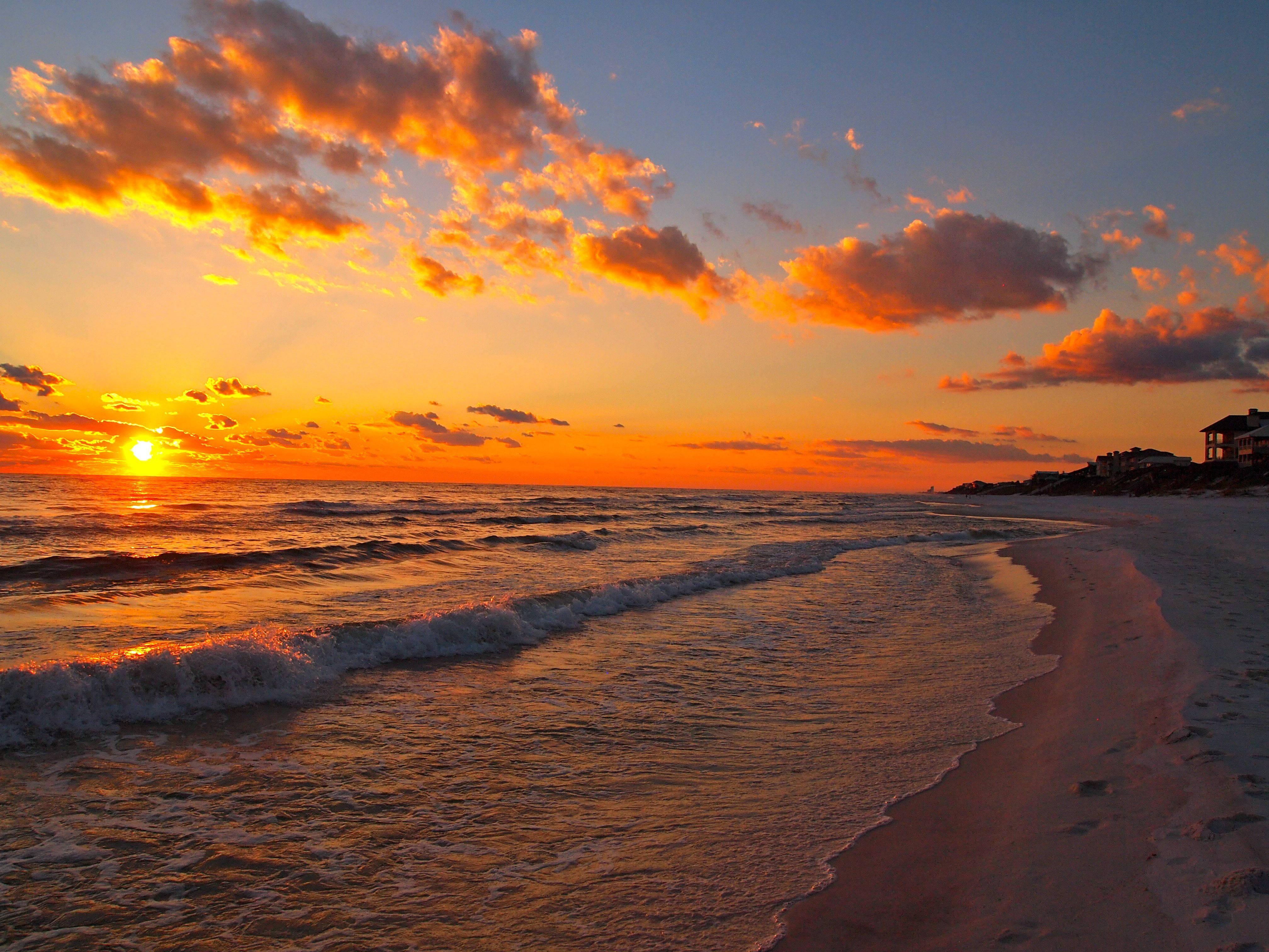 Orange Aesthetic Sunset In Florida Beach Wallpaper