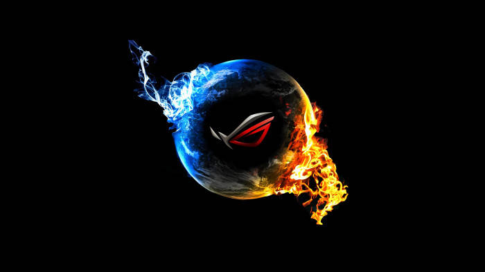 Orange And Blue Fire Asus Rog Logo Wallpaper