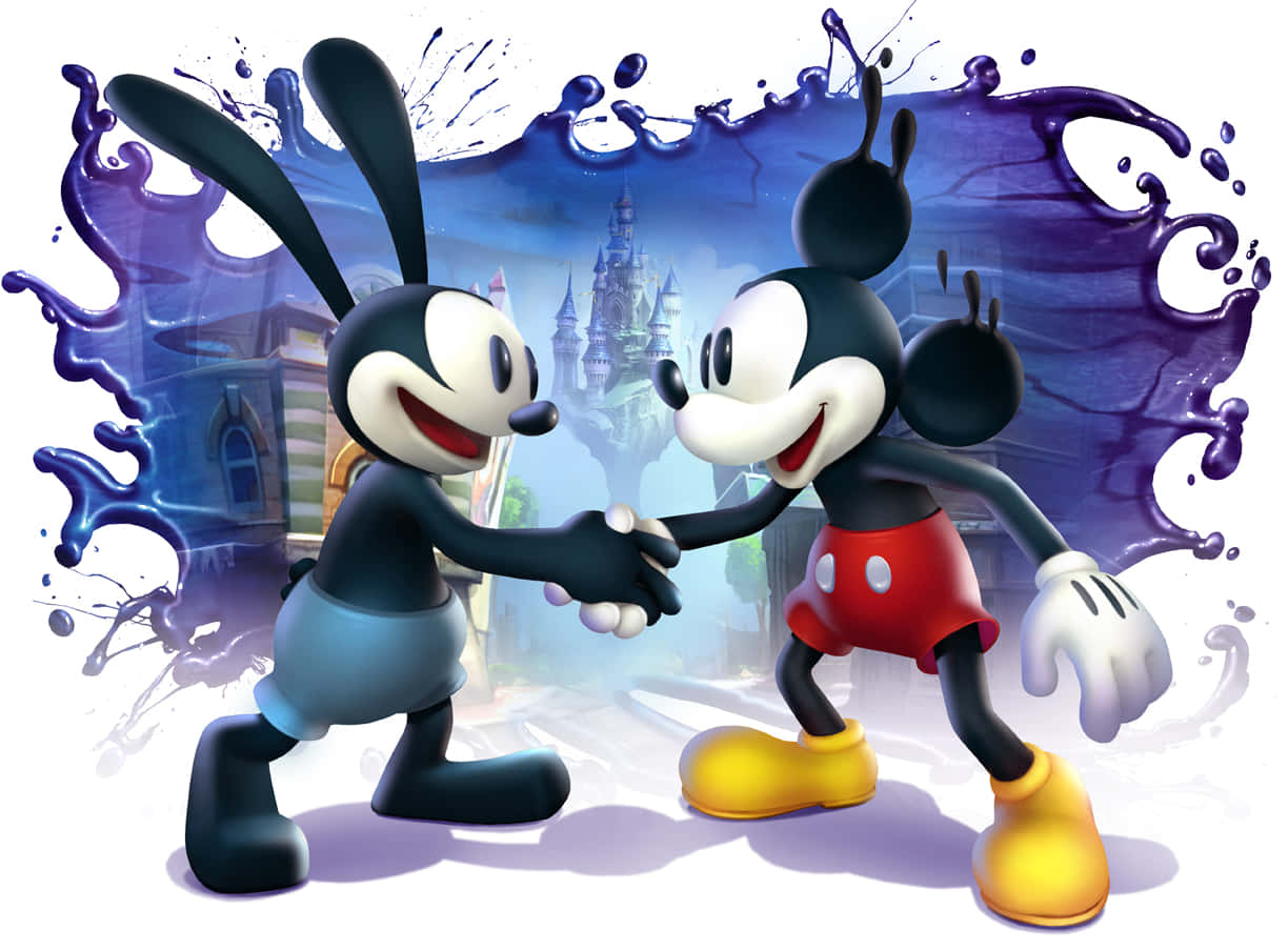 Oswaldand Mickey Handshake Wallpaper