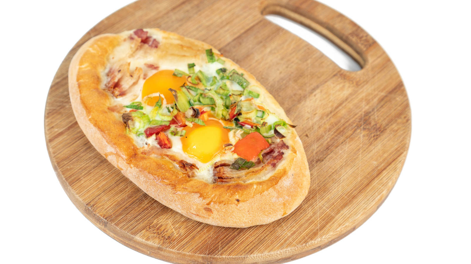 Oval Baked Khachapuri On Wooden Board Wallpaper